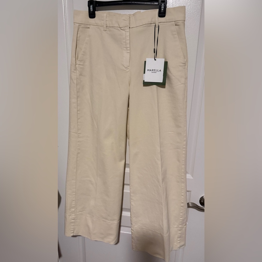 NWT Marella Cream Wide-Leg Trousers . Jeans Sz 14